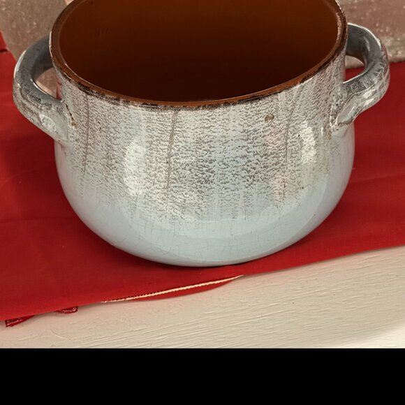 DE SILVA Double Handled Soup Bowl - Blue Terracotta Pottery Crocks 1970s Italy - Picture 3 of 16